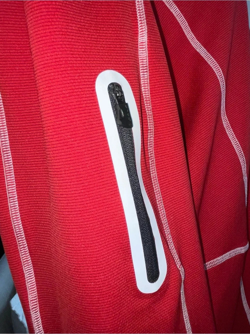 Columbia Men's Red Half-Zip Pullover with Black Collar and Team Patch
